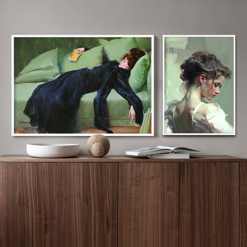 Girl Reading Vintage Oil Paint - Office Furniture Hon recension och pris